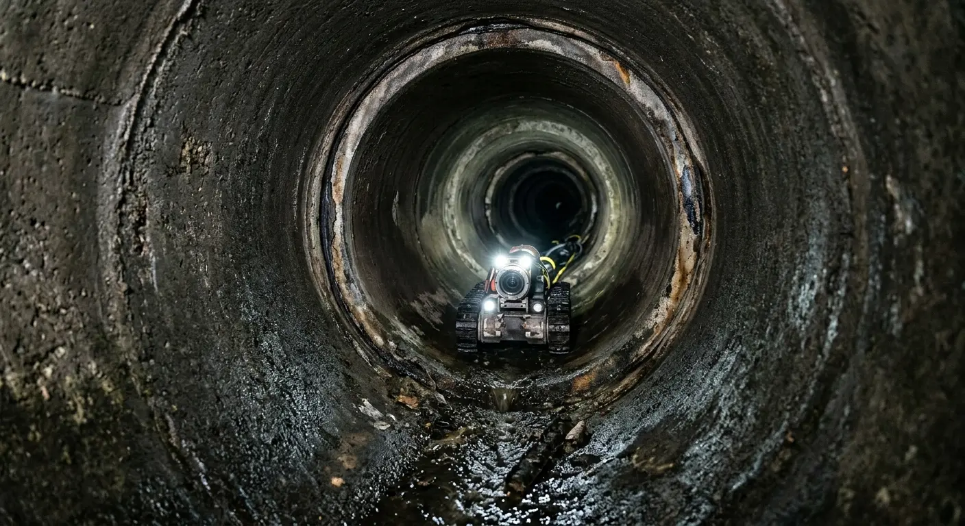 Robotic sewer camera inspecting pipe interior for Drain Snake Service in Hays
